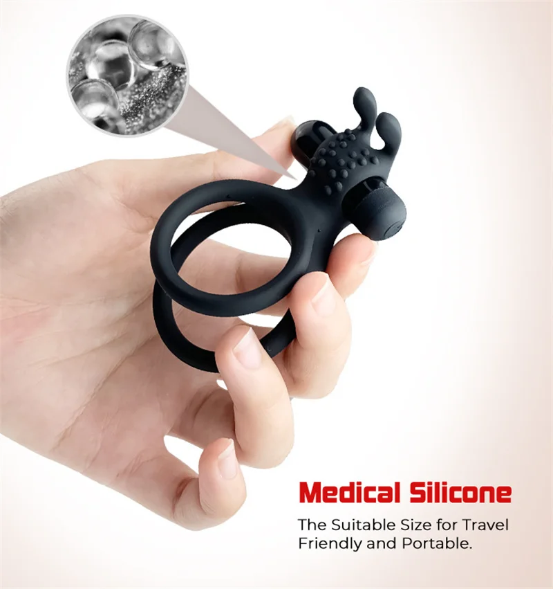 Men's Silicone Penis Ring + Vibrator Clitoris Stimulator Cock Ring Ejaculation Delay Penisring Erection Ring for Couples Men's Silicone Penis Ring + Vibrator Clitoris Stimulator Cock Ring Ejaculation Delay Penisring Erection Ring for Couples