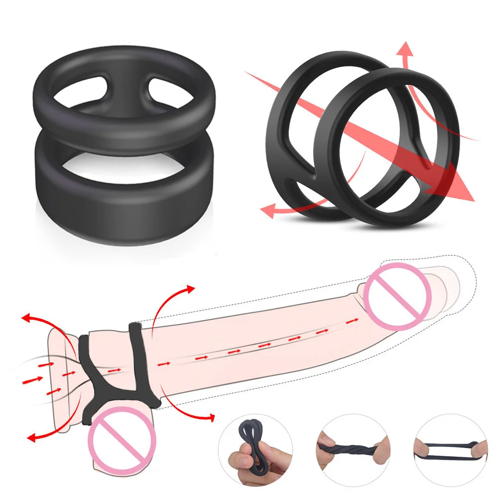 Sex Tool For Men Cock Ring Reusable Silicone Delay Ejaculation Stronger Erection Sex Toys Adult Supplies Linen Nozzle Ring Cock