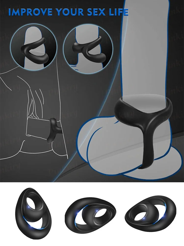 Sex Tool For Men Cock Ring Reusable Silicone Delay Ejaculation Stronger Erection Sex Toys Adult Supplies Linen Nozzle Ring Cock