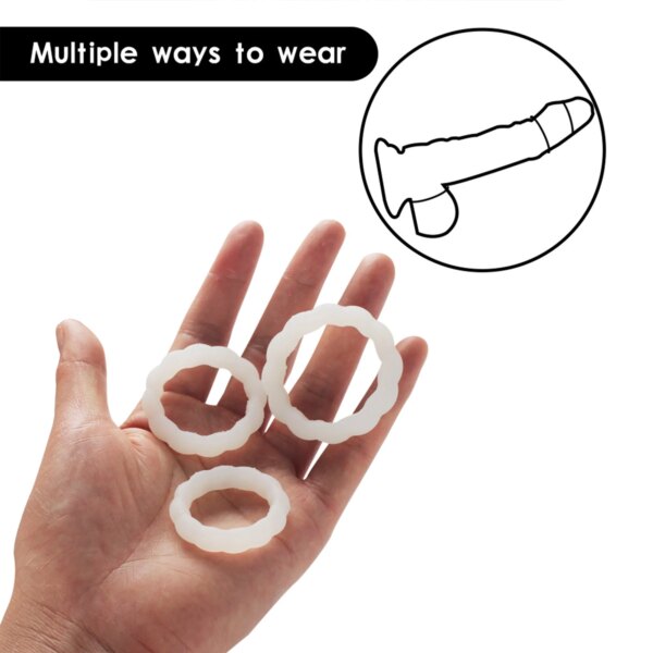 3pcs Male Luminous Penis Rings Smooth Silicone Delay Ejaculation Cock Ring Sexy Erection Ring Adult Product Sex Toys For Men