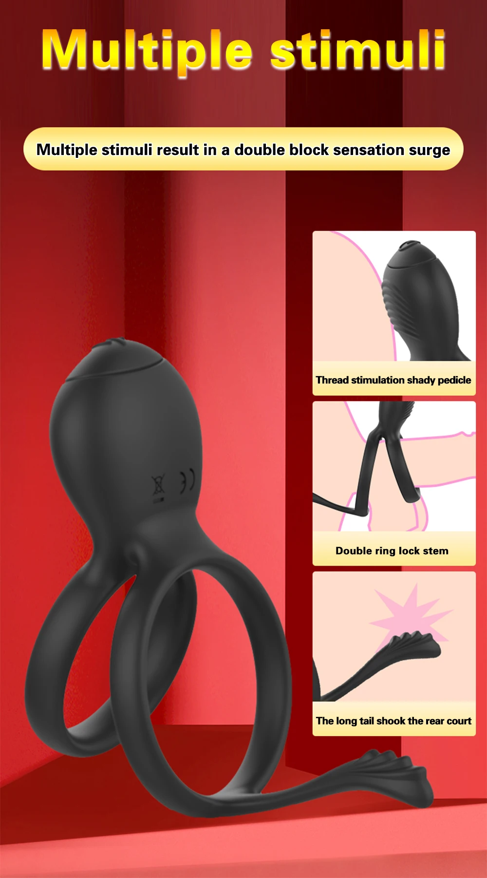 Male Vibrator Double Penis Ring Delay Ejaculation Cock Ring Vaginal Clitoral Stimulator Masturabtor Sex Toy for Men Couples Male Vibrator Double Penis Ring Delay Ejaculation Cock Ring Vaginal Clitoral Stimulator Masturabtor Sex Toy for Men Couples