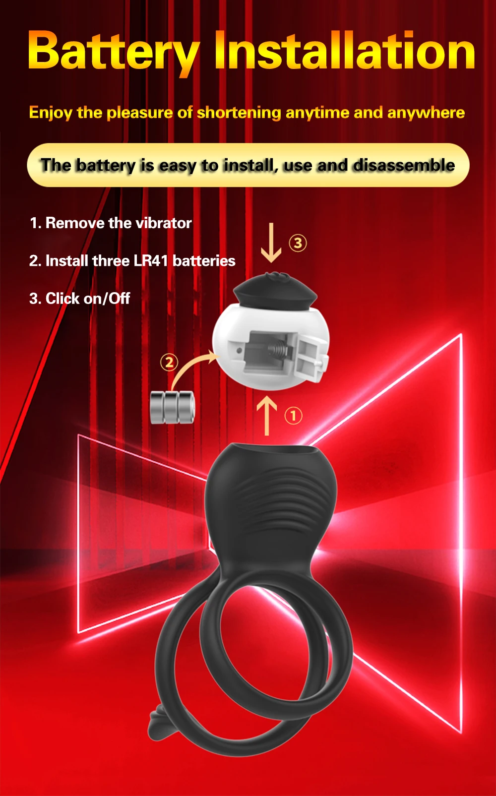 Male Vibrator Double Penis Ring Delay Ejaculation Cock Ring Vaginal Clitoral Stimulator Masturabtor Sex Toy for Men Couples Male Vibrator Double Penis Ring Delay Ejaculation Cock Ring Vaginal Clitoral Stimulator Masturabtor Sex Toy for Men Couples