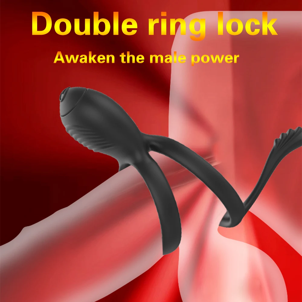 Male Vibrator Double Penis Ring Delay Ejaculation Cock Ring Vaginal Clitoral Stimulator Masturabtor Sex Toy for Men Couples Male Vibrator Double Penis Ring Delay Ejaculation Cock Ring Vaginal Clitoral Stimulator Masturabtor Sex Toy for Men Couples