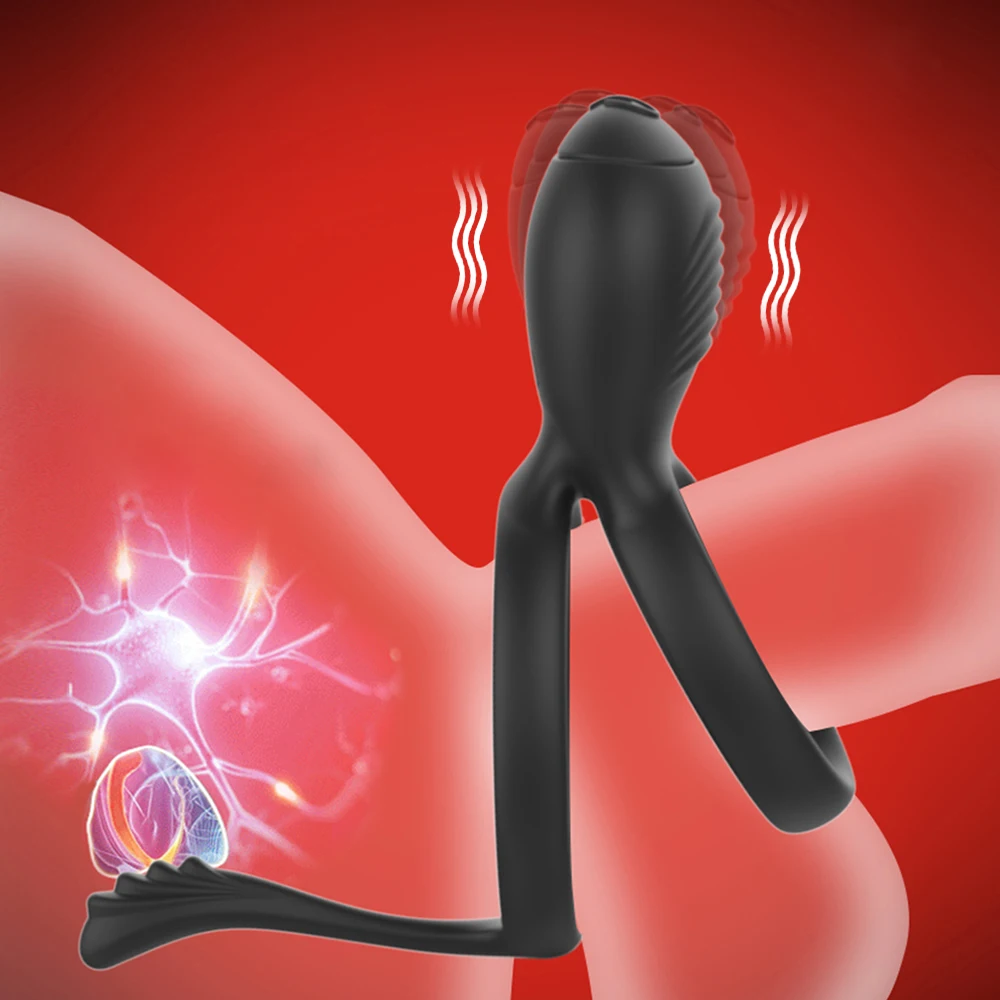 Male Vibrator Double Penis Ring Delay Ejaculation Cock Ring Vaginal Clitoral Stimulator Masturabtor Sex Toy for Men Couples Male Vibrator Double Penis Ring Delay Ejaculation Cock Ring Vaginal Clitoral Stimulator Masturabtor Sex Toy for Men Couples