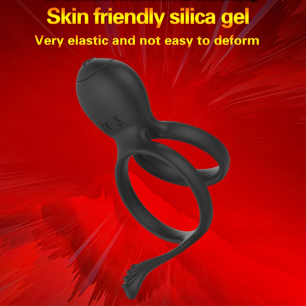 Male Vibrator Double Penis Ring Delay Ejaculation Cock Ring Vaginal Clitoral Stimulator Masturabtor Sex Toy for Men Couples Male Vibrator Double Penis Ring Delay Ejaculation Cock Ring Vaginal Clitoral Stimulator Masturabtor Sex Toy for Men Couples