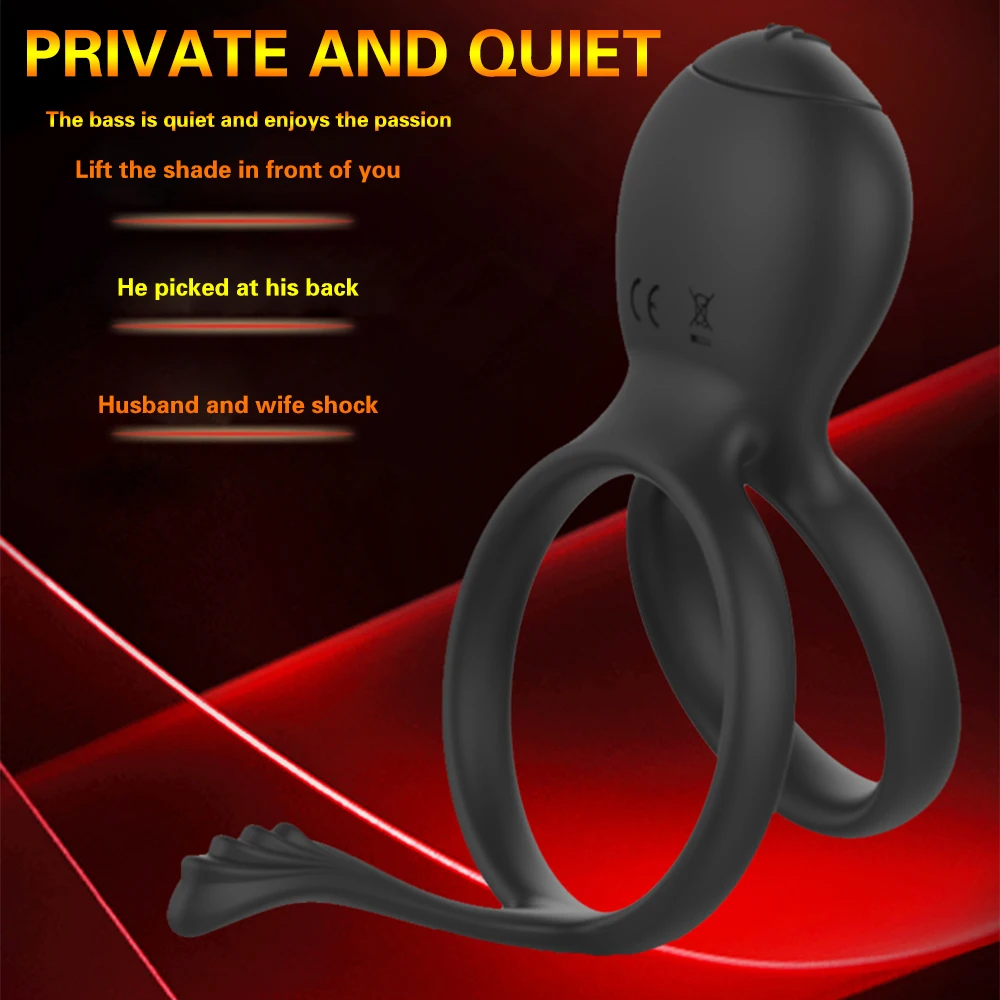Male Vibrator Double Penis Ring Delay Ejaculation Cock Ring Vaginal Clitoral Stimulator Masturabtor Sex Toy for Men Couples Male Vibrator Double Penis Ring Delay Ejaculation Cock Ring Vaginal Clitoral Stimulator Masturabtor Sex Toy for Men Couples