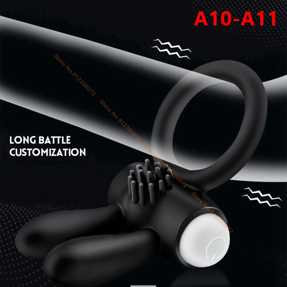 Double Vibrating Cock Ring Vibrator Male Time Delay Dual Ring Penis Sex Toys For Men Prolonging Climax Erotic Adult Sex Products Double Vibrating Cock Ring Vibrator Male Time Delay Dual Ring Penis Sex Toys For Men Prolonging Climax Erotic Adult Sex Products