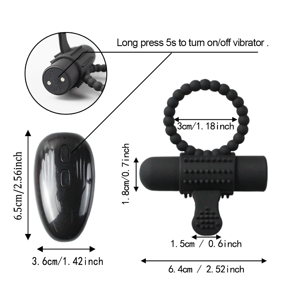 2-in-1 Ultra-Powerful Vibrating Cock Ring Detachable Remote Control Penis Rings Strap On Dildo Double Penetration Sex Toy for 18