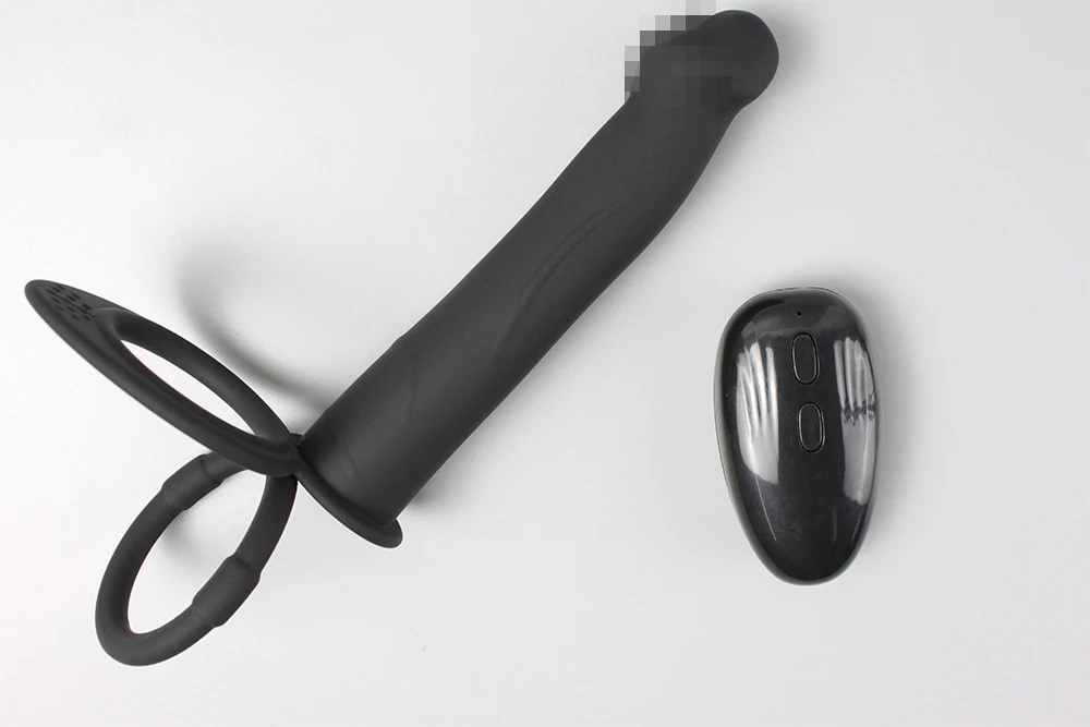 2-in-1 Ultra-Powerful Vibrating Cock Ring Detachable Remote Control Penis Rings Strap On Dildo Double Penetration Sex Toy for 18
