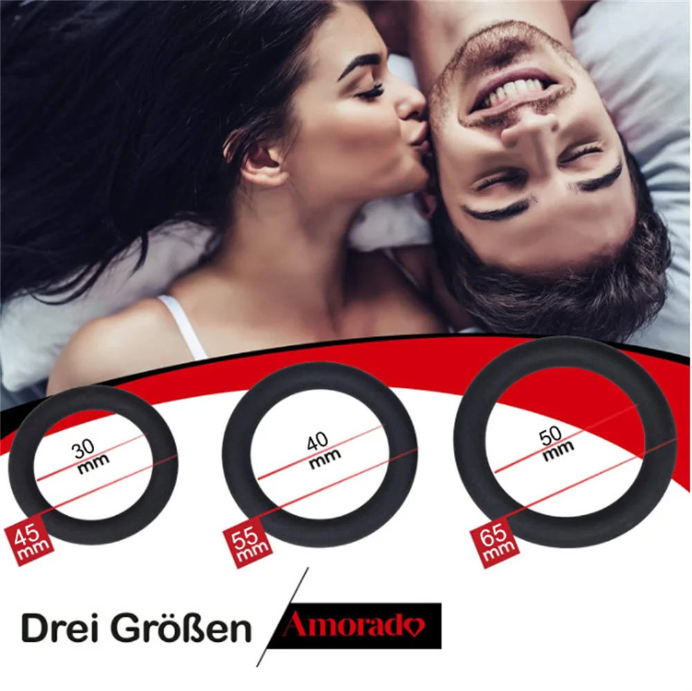 Sex Supplies Multiple Size Options Comfortable To Wear Triple Ring Fun Silicone Ring Silicone Locking Ring Delay Natural Touch