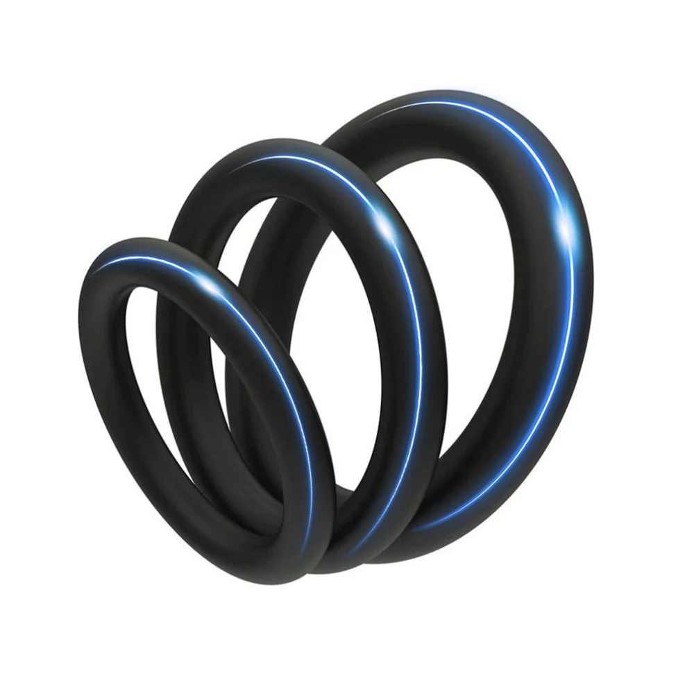 Sex Supplies Multiple Size Options Comfortable To Wear Triple Ring Fun Silicone Ring Silicone Locking Ring Delay Natural Touch