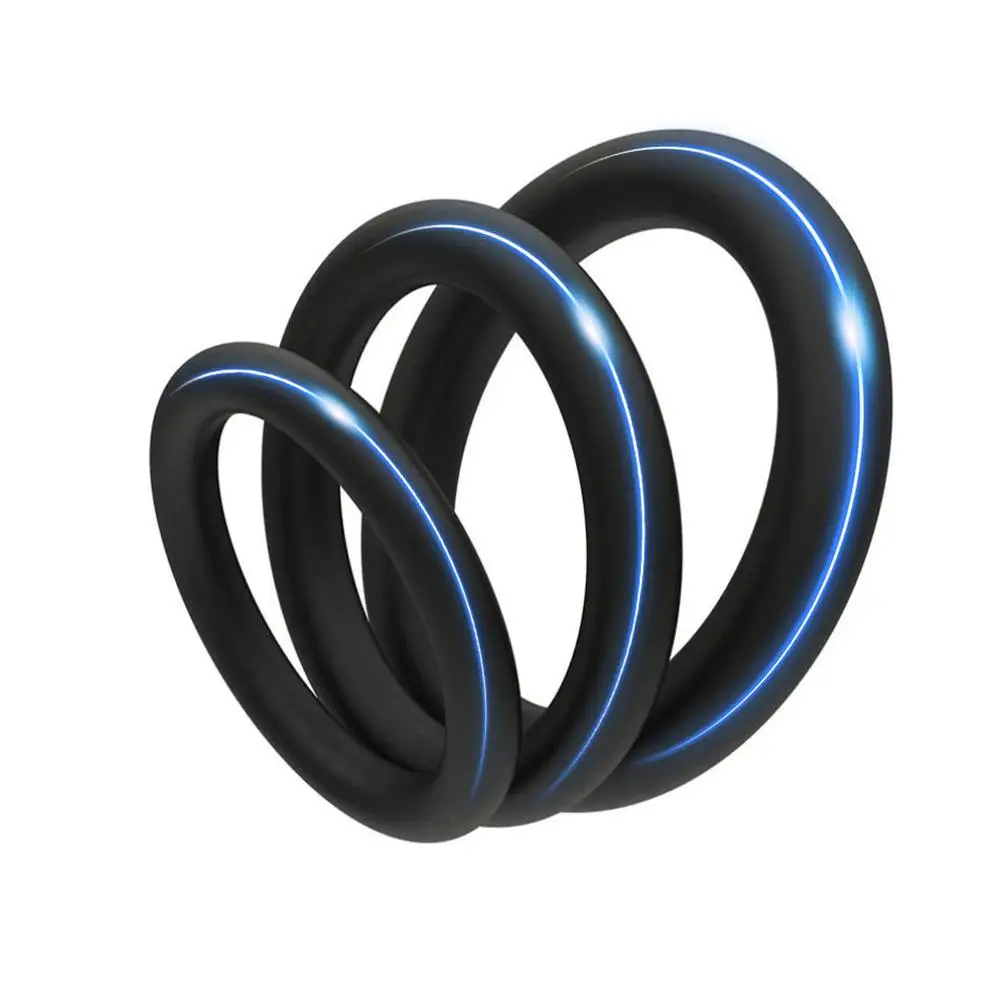 Sex Supplies Multiple Size Options Comfortable To Wear Triple Ring Fun Silicone Ring Silicone Locking Ring Delay Natural Touch