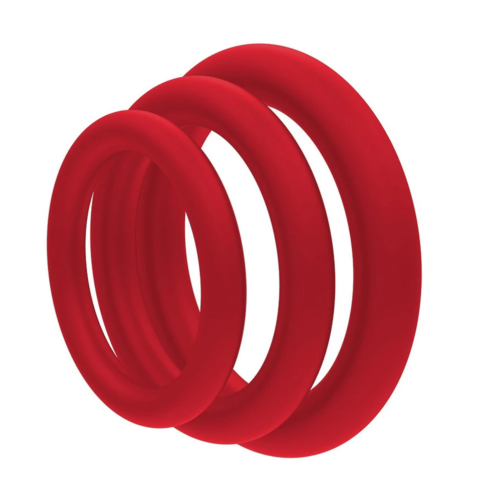 Sex Supplies Multiple Size Options Comfortable To Wear Triple Ring Fun Silicone Ring Silicone Locking Ring Delay Natural Touch