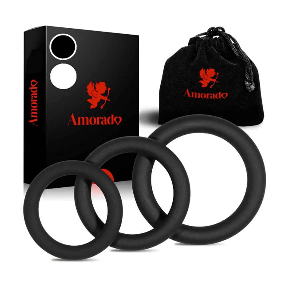 Sex Supplies Multiple Size Options Comfortable To Wear Triple Ring Fun Silicone Ring Silicone Locking Ring Delay Natural Touch