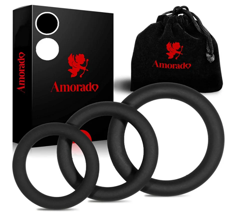 Sex Supplies Multiple Size Options Comfortable To Wear Triple Ring Fun Silicone Ring Silicone Locking Ring Delay Natural Touch