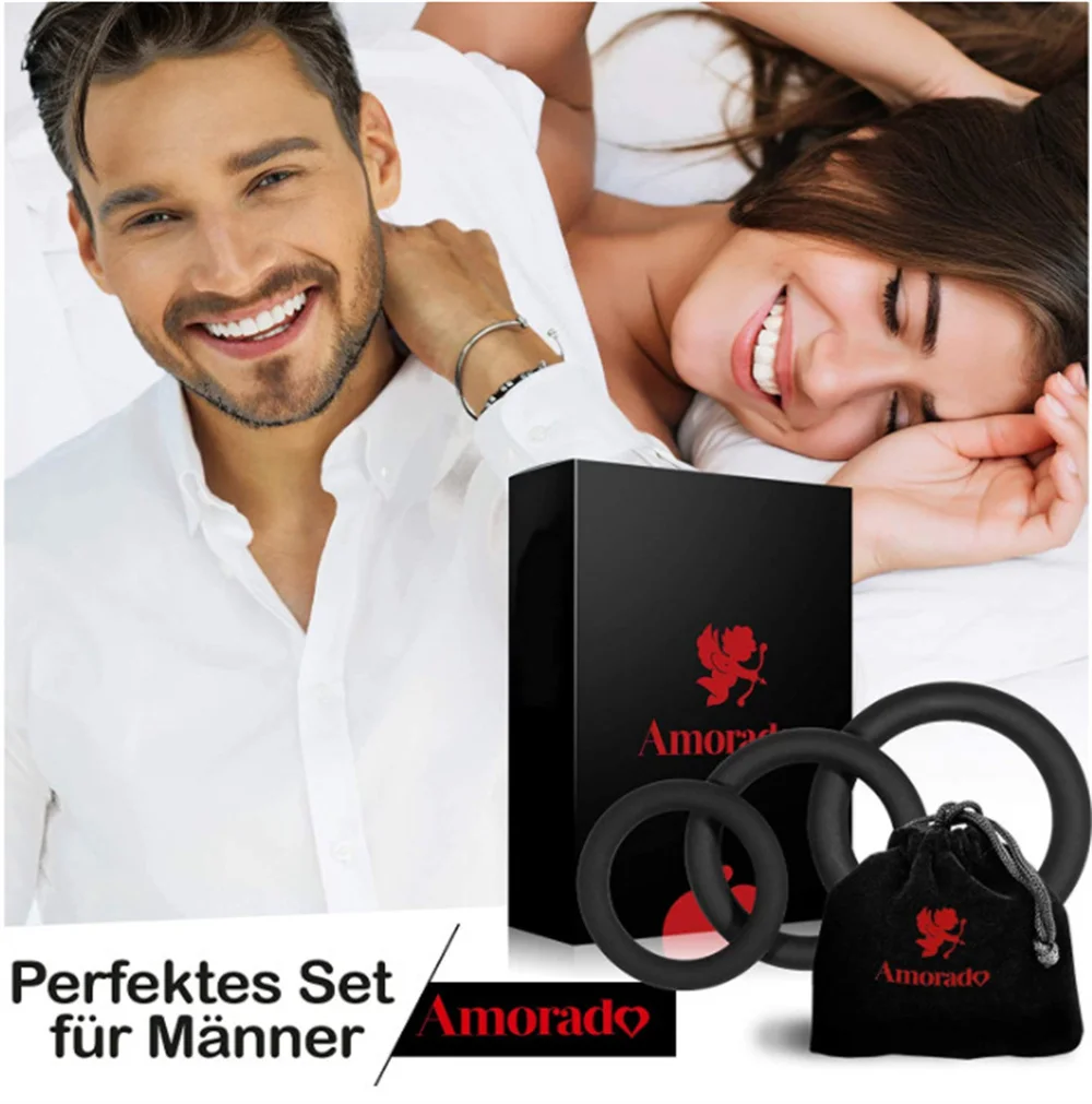 Sex Supplies Multiple Size Options Comfortable To Wear Triple Ring Fun Silicone Ring Silicone Locking Ring Delay Natural Touch