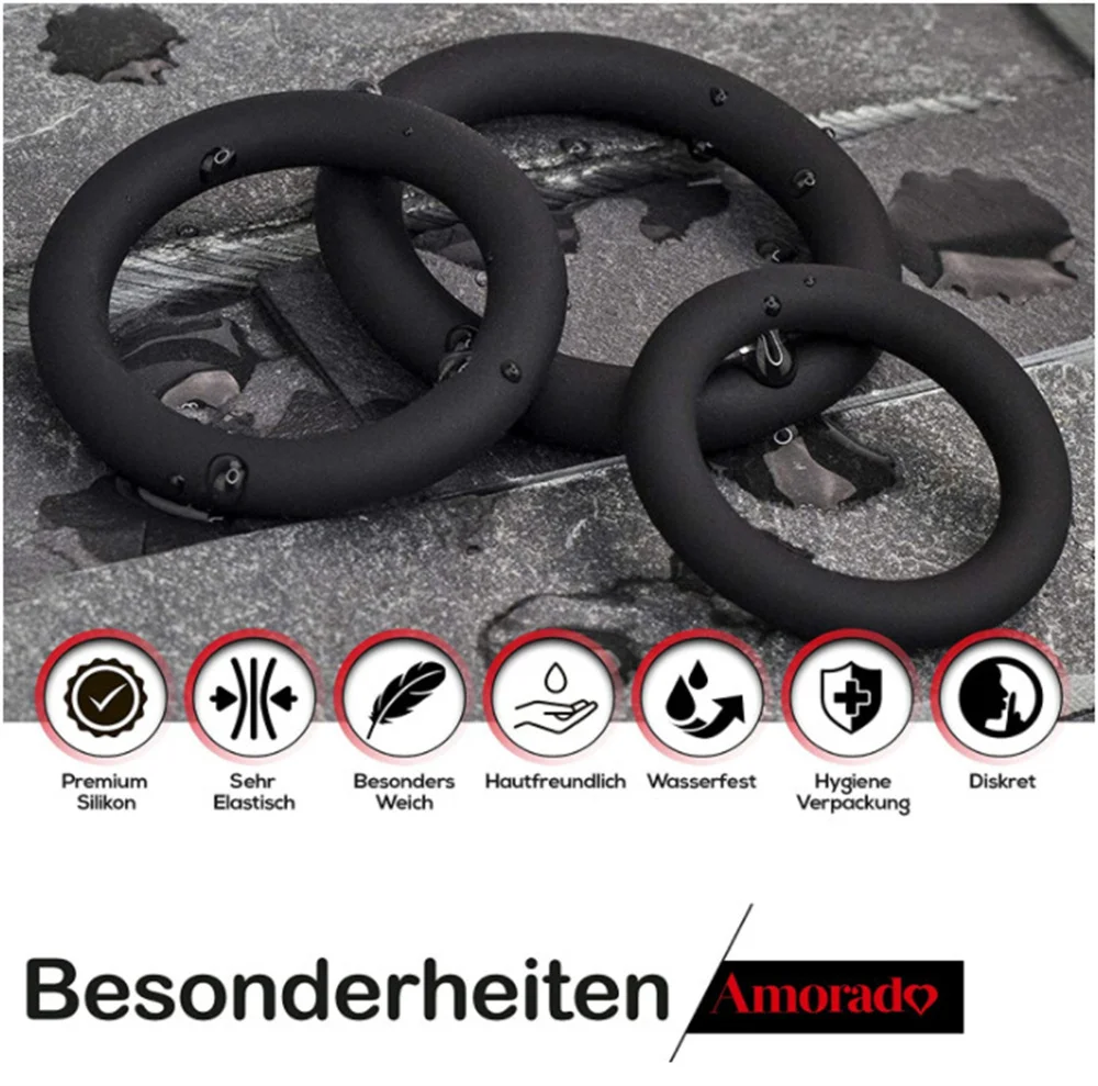 Sex Supplies Multiple Size Options Comfortable To Wear Triple Ring Fun Silicone Ring Silicone Locking Ring Delay Natural Touch