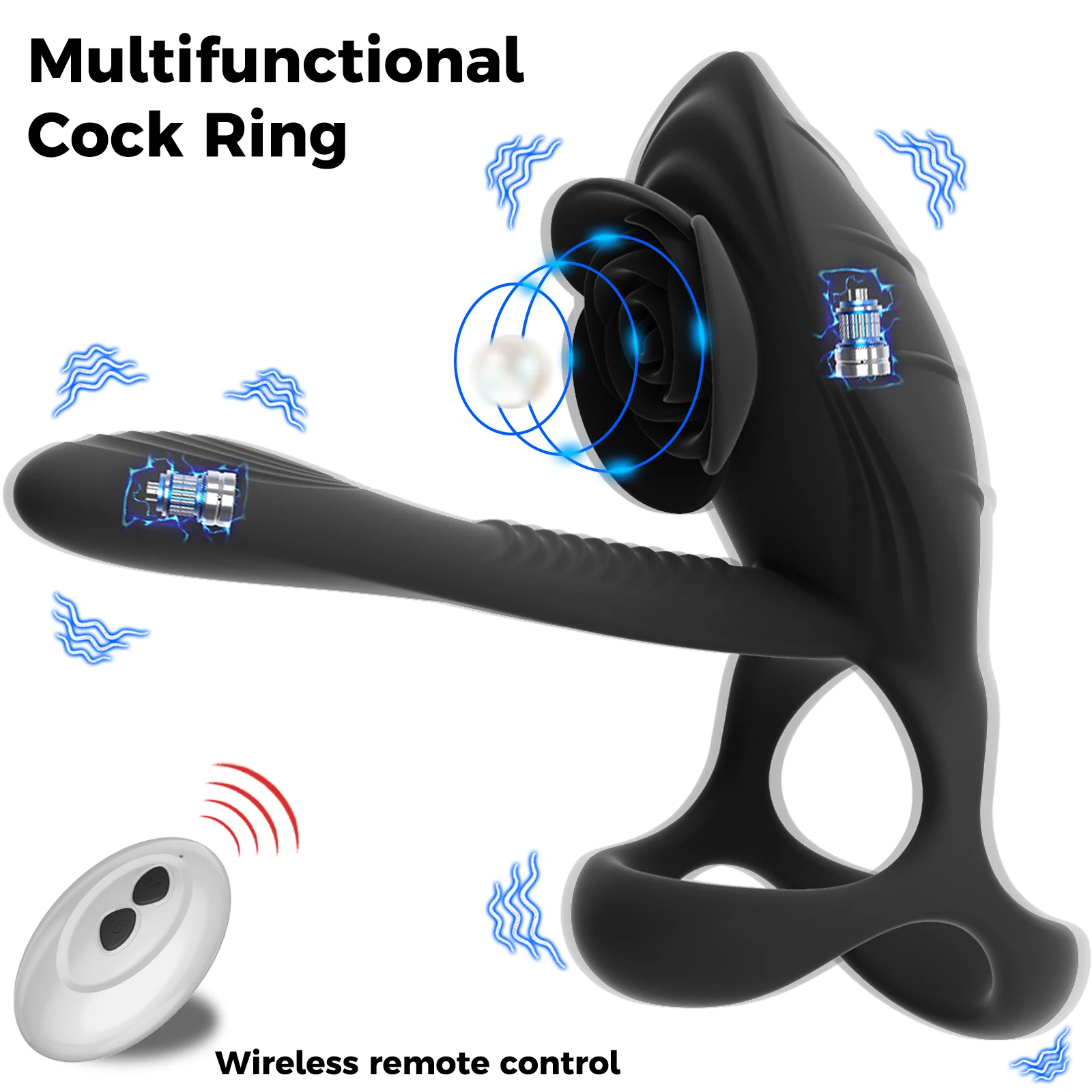 Vibrating Cock Ring with Rose Clitoral Clitoris Stimulator Pleasure Penis Ring Vibrator Couples Adult Sex Toys for Men Women Vibrating Cock Ring with Rose Clitoral Clitoris Stimulator Pleasure Penis Ring Vibrator Couples Adult Sex Toys for Men Women