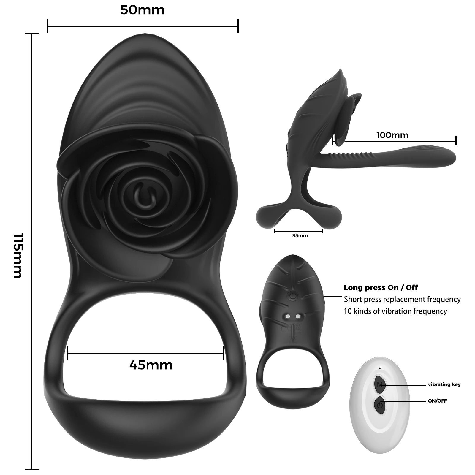 Vibrating Cock Ring with Rose Clitoral Clitoris Stimulator Pleasure Penis Ring Vibrator Couples Adult Sex Toys for Men Women Vibrating Cock Ring with Rose Clitoral Clitoris Stimulator Pleasure Penis Ring Vibrator Couples Adult Sex Toys for Men Women