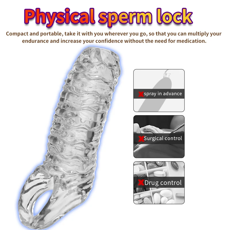 Sexy Toys Newest Reusable Penis Sleeve Cock Rings Delay Ejaculation Clit Stimulation Penis Enlargemt Nozzle For Men