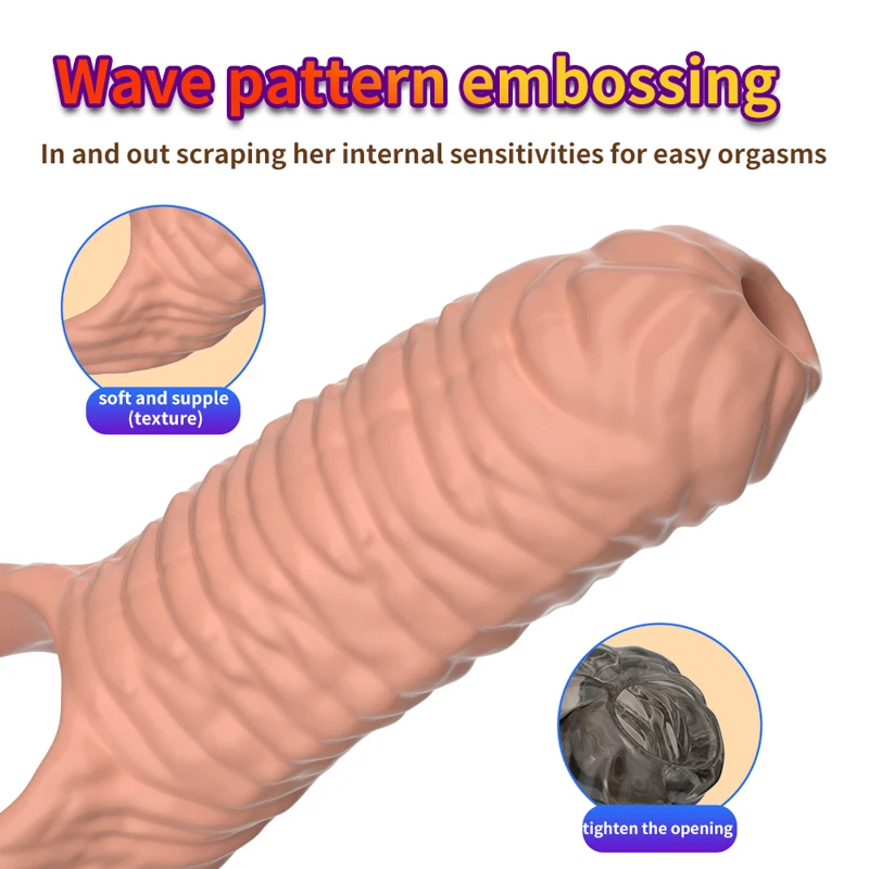 Sexy Toys Newest Reusable Penis Sleeve Cock Rings Delay Ejaculation Clit Stimulation Penis Enlargemt Nozzle For Men