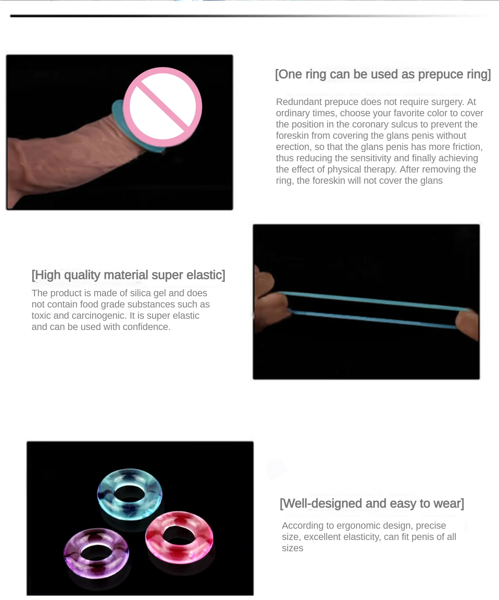 Clitoral Stimulator Penis Erect Erection Enhance Sex Ability Product Sex Toys for Men Silicone Durable Penis Ring