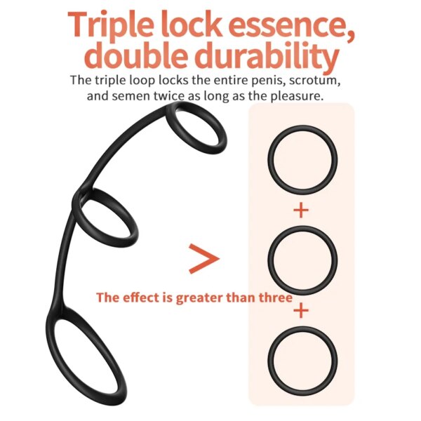 3in1Penis Rings More delay Penis Sleeve Penis Cock Rings Trainer Delay Ejaculation High Elasticity Time Lasting Sex Toys for Men