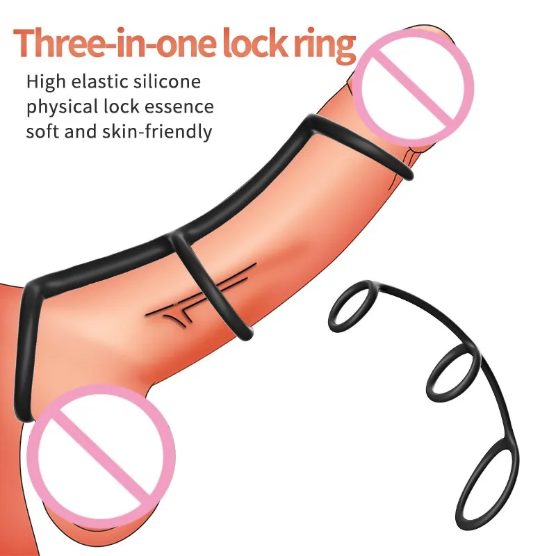 3in1Penis Rings More delay Penis Sleeve Penis Cock Rings Trainer Delay Ejaculation High Elasticity Time Lasting Sex Toys for Men