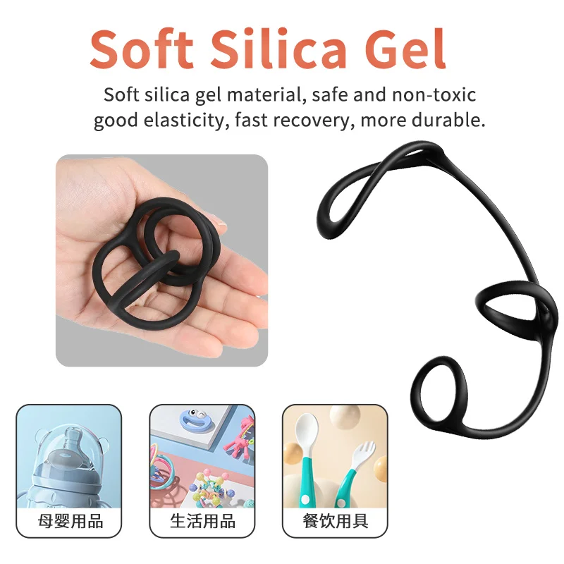 3in1Penis Rings More delay Penis Sleeve Penis Cock Rings Trainer Delay Ejaculation High Elasticity Time Lasting Sex Toys for Men
