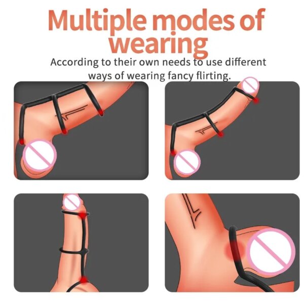 3in1Penis Rings More delay Penis Sleeve Penis Cock Rings Trainer Delay Ejaculation High Elasticity Time Lasting Sex Toys for Men