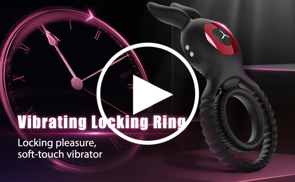Bunny Ear C G Spot Cock Ring 10 Vibrations Penis Cockring with Spikes Male Erection Delay Ejaculation Sex Toys for Men Couples