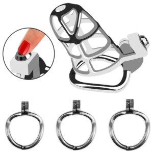 Male Metal Penis Chastity Cage Set With 3 Pcs Padlock Cock Rings Lock Bird Penis Cage Slave Bondage Restraint Sex Toy Male