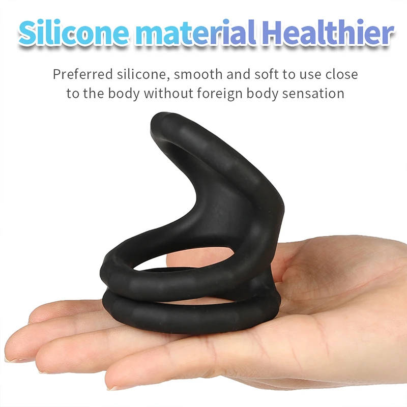 Double Lock Penis Ring Ball Stretcher Ejaculation Delay Scrotum Ring Male Enhancer Paired Rings for Couples Toys for Adults 18+