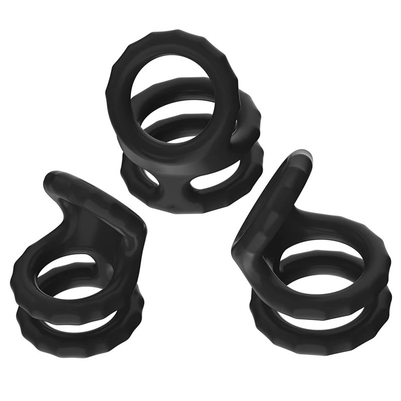 Double Lock Penis Ring Ball Stretcher Ejaculation Delay Scrotum Ring Male Enhancer Paired Rings for Couples Toys for Adults 18+