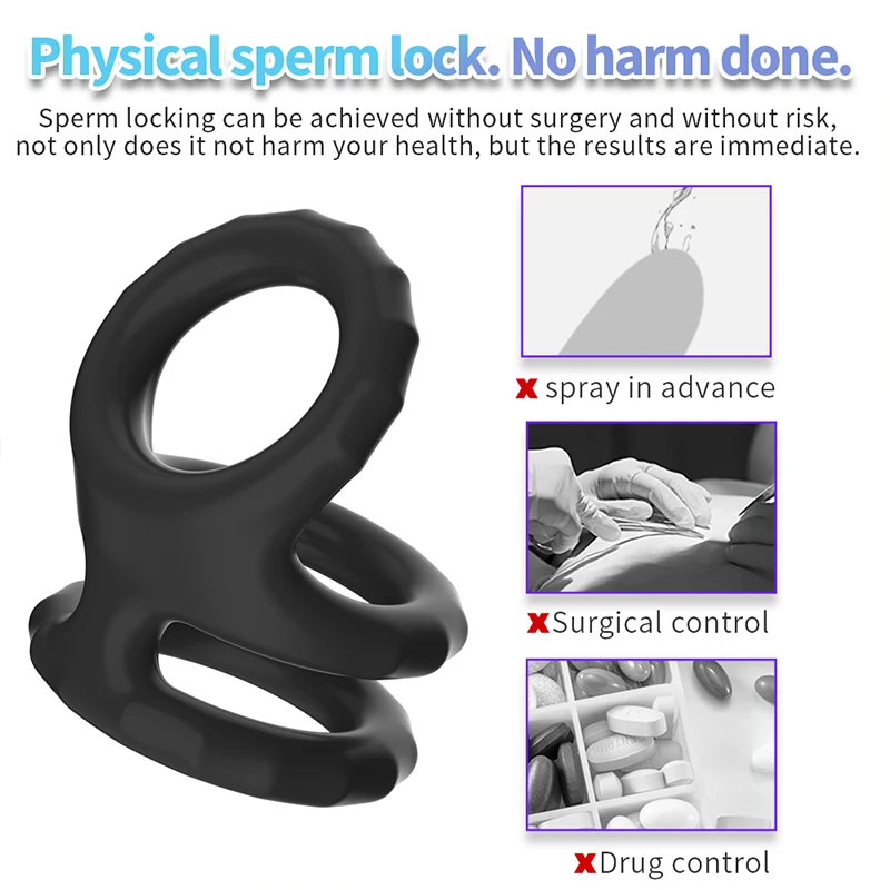 Double Lock Penis Ring Ball Stretcher Ejaculation Delay Scrotum Ring Male Enhancer Paired Rings for Couples Toys for Adults 18+