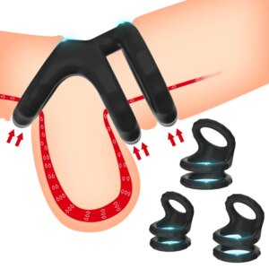 Double Lock Penis Ring Ball Stretcher Ejaculation Delay Scrotum Ring Male Enhancer Paired Rings for Couples Toys for Adults 18+