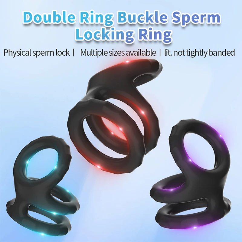 Double Lock Penis Ring Ball Stretcher Ejaculation Delay Scrotum Ring Male Enhancer Paired Rings for Couples Toys for Adults 18+