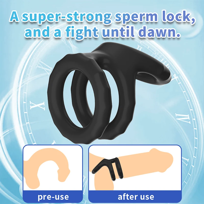 Double Lock Penis Ring Ball Stretcher Ejaculation Delay Scrotum Ring Male Enhancer Paired Rings for Couples Toys for Adults 18+