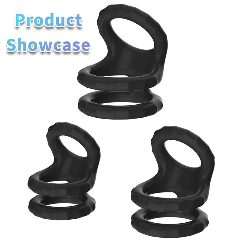 Double Lock Penis Ring Ball Stretcher Ejaculation Delay Scrotum Ring Male Enhancer Paired Rings for Couples Toys for Adults 18+