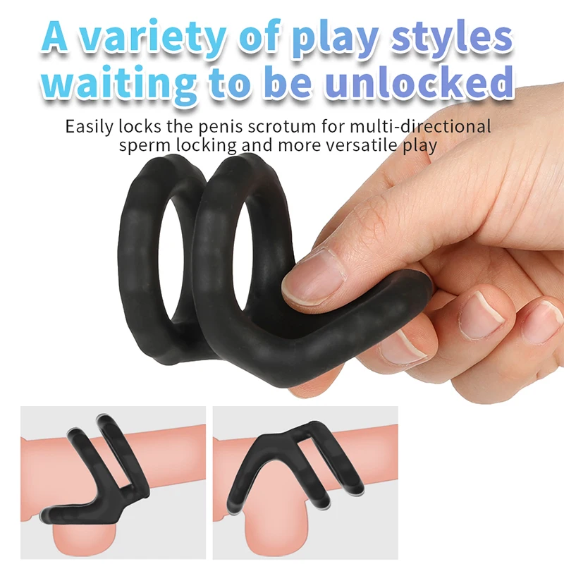 Double Lock Penis Ring Ball Stretcher Ejaculation Delay Scrotum Ring Male Enhancer Paired Rings for Couples Toys for Adults 18+