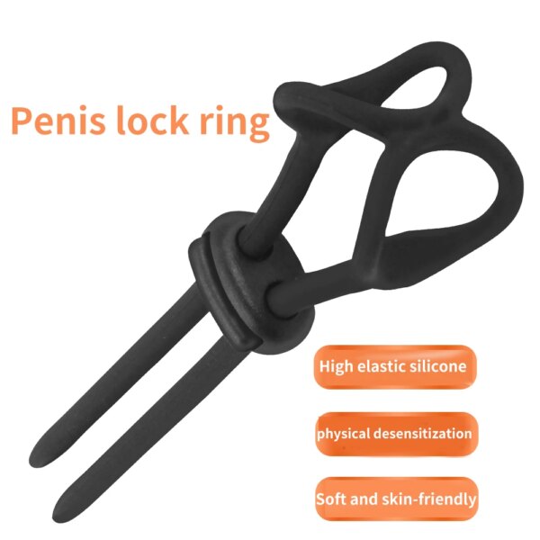 Adjustable male Silicone penis lock cock Ring bondage Erection Delay Ejaculation Enlargement ball stretcher massager Sex Toy Men