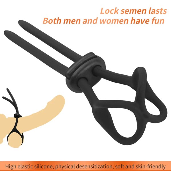 Adjustable male Silicone penis lock cock Ring bondage Erection Delay Ejaculation Enlargement ball stretcher massager Sex Toy Men