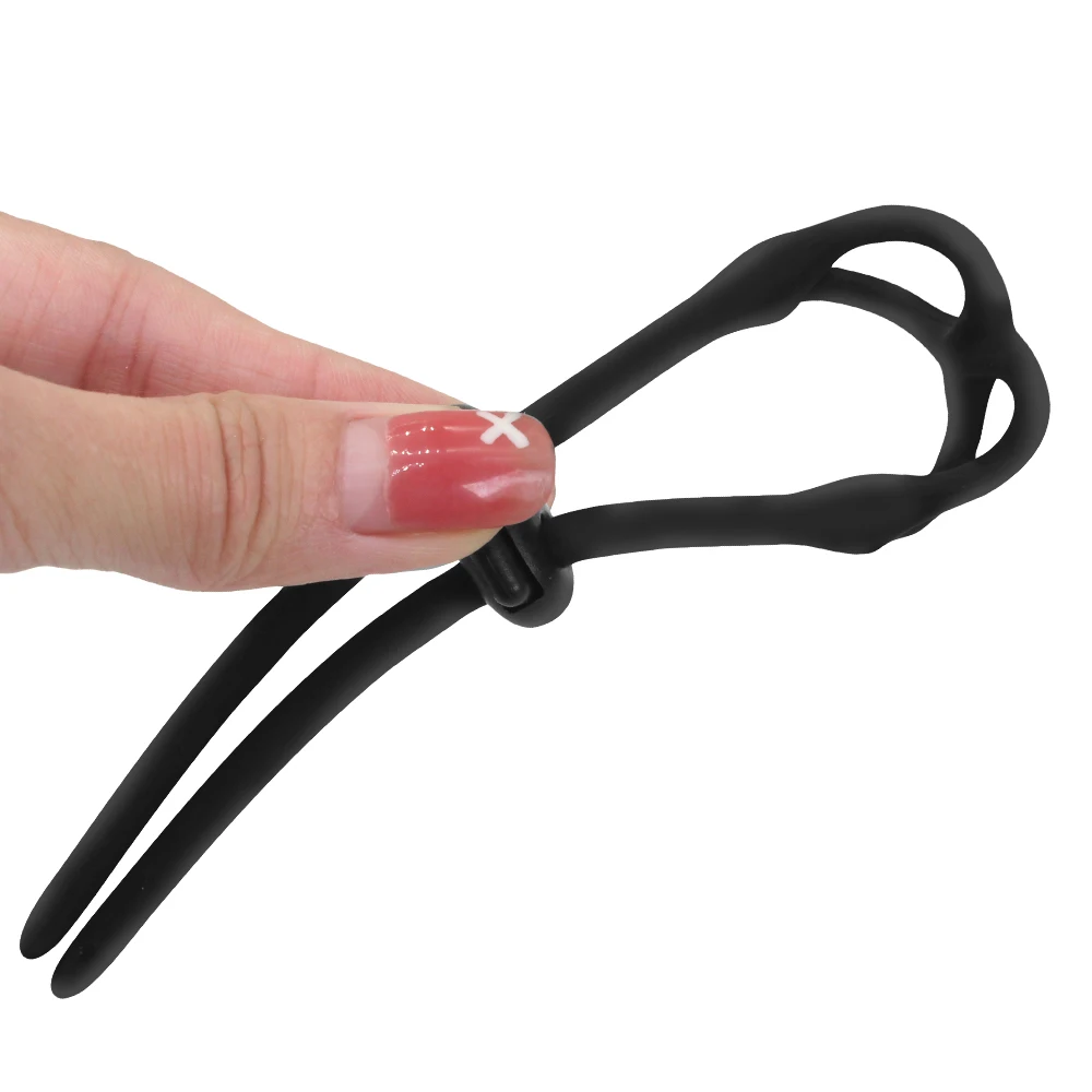 Adjustable male Silicone penis lock cock Ring bondage Erection Delay Ejaculation Enlargement ball stretcher massager Sex Toy Men