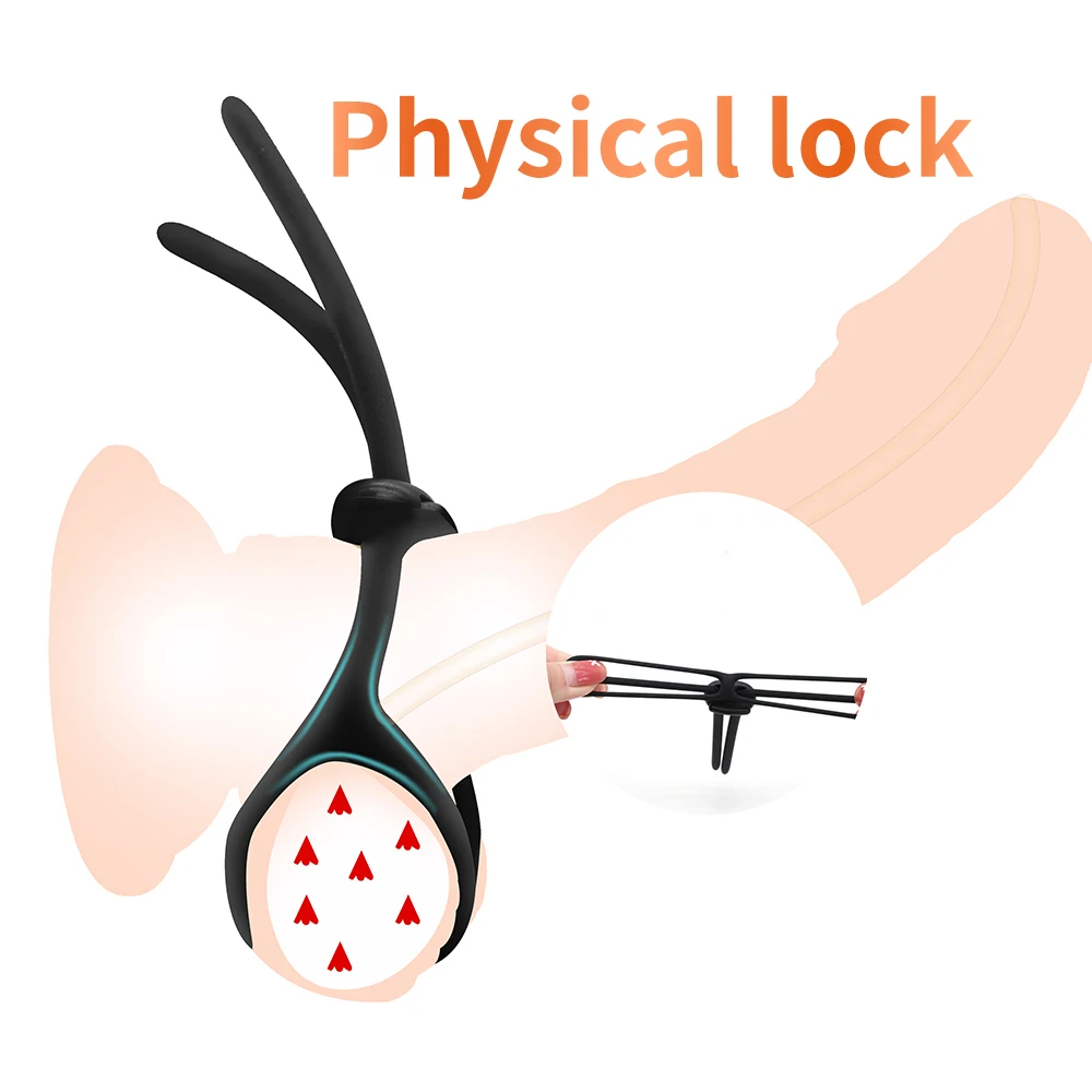 Adjustable male Silicone penis lock cock Ring bondage Erection Delay Ejaculation Enlargement ball stretcher massager Sex Toy Men