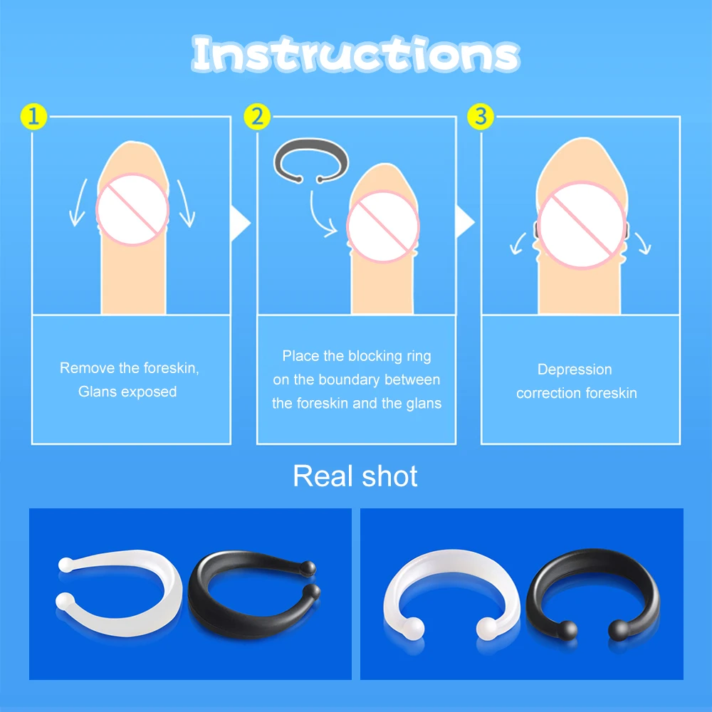 Newest 2pcs Silicone Male Foreskin Corrector Penis Ring Daily Night Glans Cock Ring Delay Ejaculation Sex Toys For Men Adult Newest 2pcs Silicone Male Foreskin Corrector Penis Ring Daily Night Glans Cock Ring Delay Ejaculation Sex Toys For Men Adult