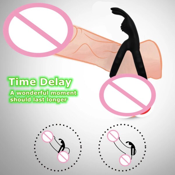 2023 New 2 In 1 Men's Silicone Penis Ring Clitoris Stimulator Cock Ring Ejaculation Delay Penisring Erection Ring for MenCouples