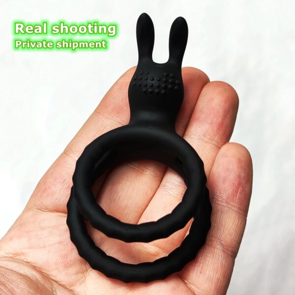 2023 New 2 In 1 Men's Silicone Penis Ring Clitoris Stimulator Cock Ring Ejaculation Delay Penisring Erection Ring for MenCouples