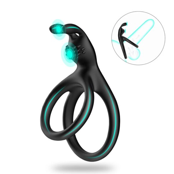 2023 New 2 In 1 Men's Silicone Penis Ring Clitoris Stimulator Cock Ring Ejaculation Delay Penisring Erection Ring for MenCouples