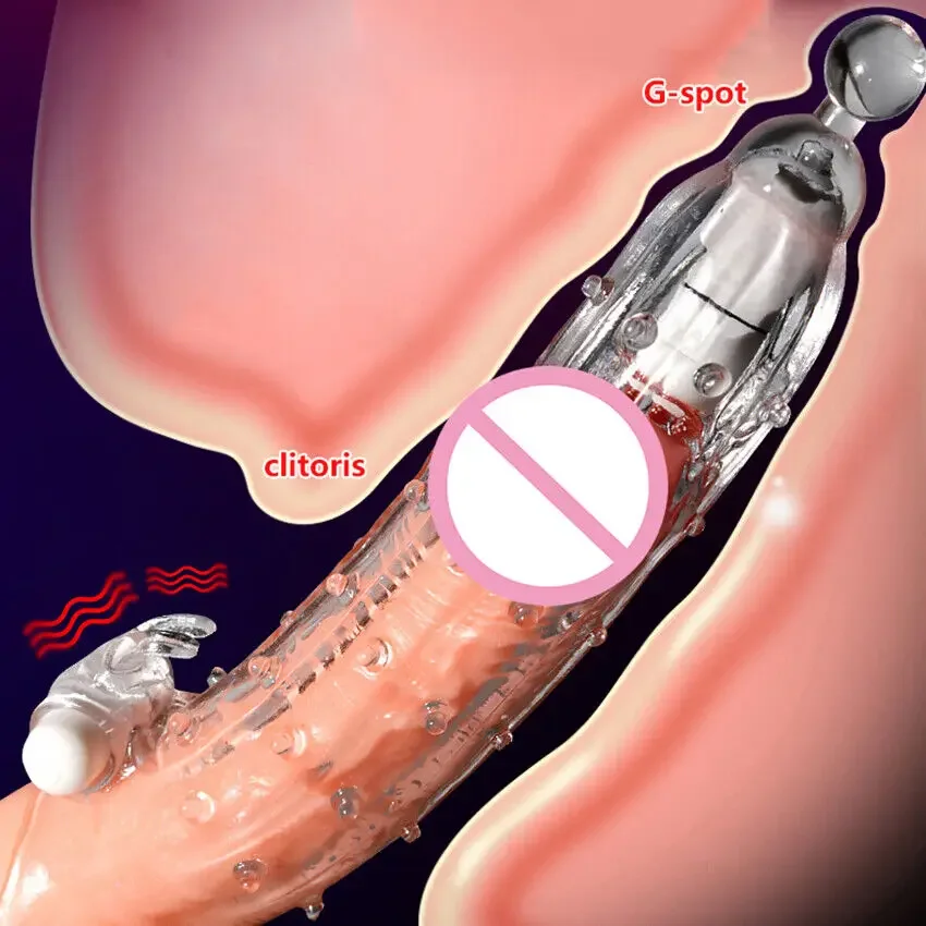 Reusable Penis Sleeve Silicone Condoms with Vibrator Cock Extender Enhancer Enlargement G Spot Clit Stimulator Sex Toys for Men Reusable Penis Sleeve Silicone Condoms with Vibrator Cock Extender Enhancer Enlargement G Spot Clit Stimulator Sex Toys for Men