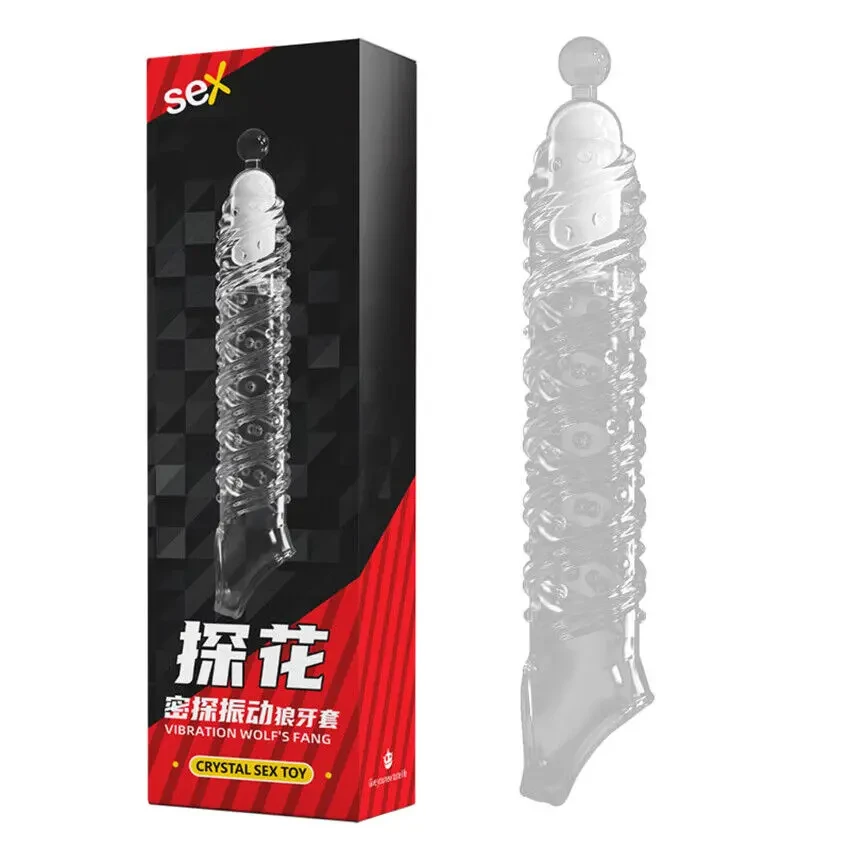 Reusable Penis Sleeve Silicone Condoms with Vibrator Cock Extender Enhancer Enlargement G Spot Clit Stimulator Sex Toys for Men Reusable Penis Sleeve Silicone Condoms with Vibrator Cock Extender Enhancer Enlargement G Spot Clit Stimulator Sex Toys for Men